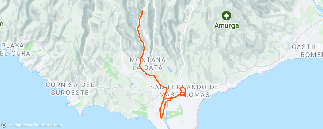 Mapa de la actividad (Bicicleta al anochecer)