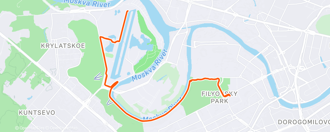 Map of the activity, Afternoon Run