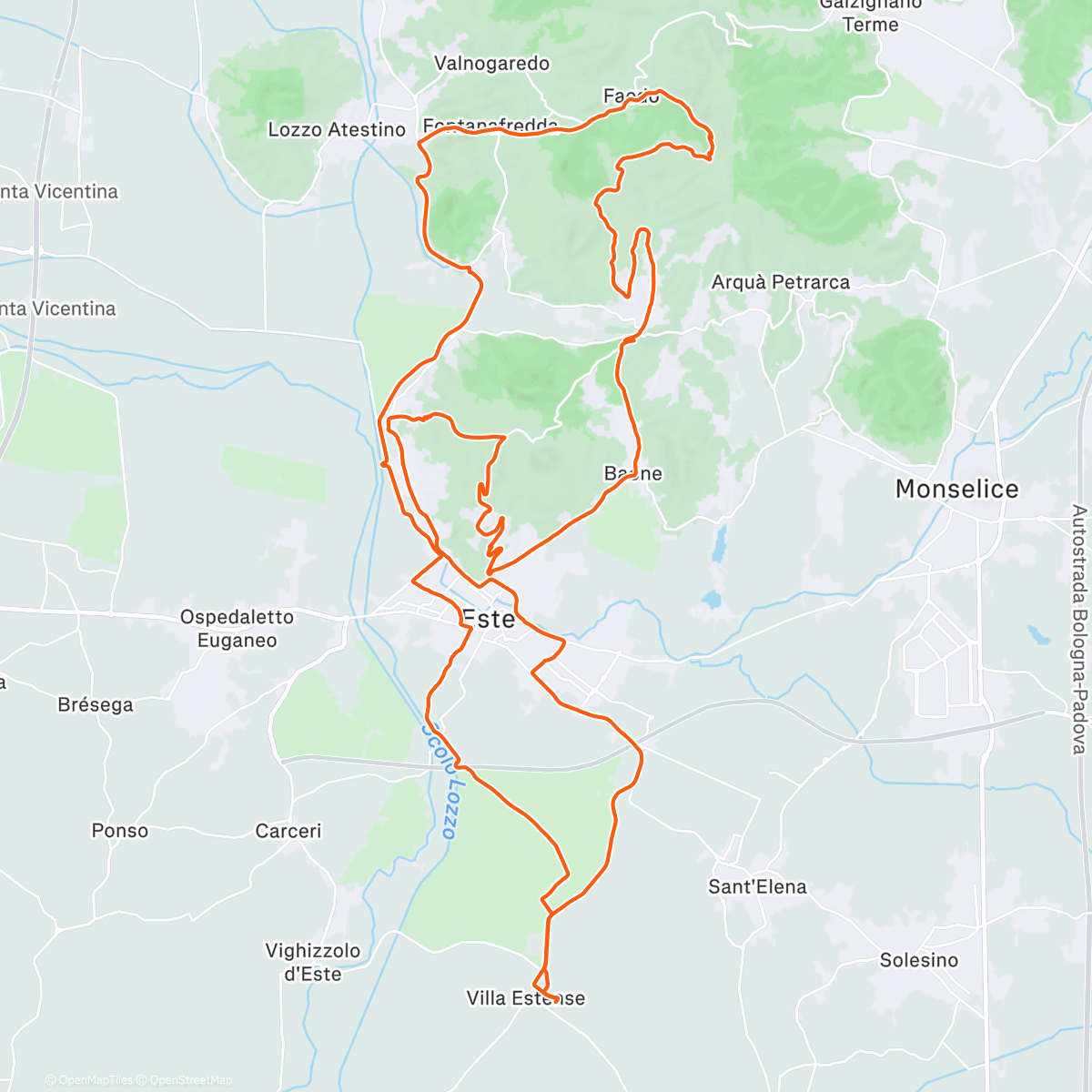 Map of the activity, Pedalata mattutina