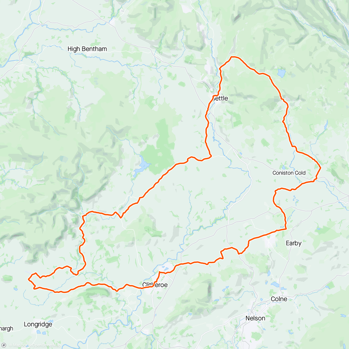 アクティビティ「Ribble Valley Ride」の地図