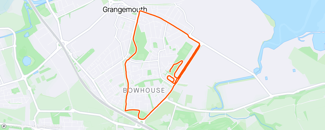Map of the activity, Grangemouth 10k- ground to a halt at 4k