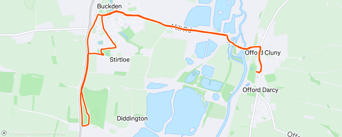 Map of the activity, Morning Run - St Neots, England 🌧