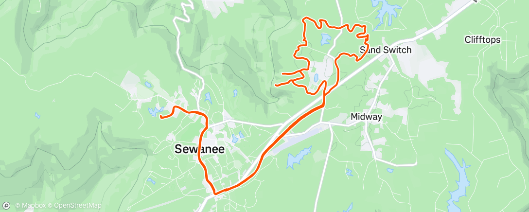 Map of the activity, Saint Andrews at Sewanee