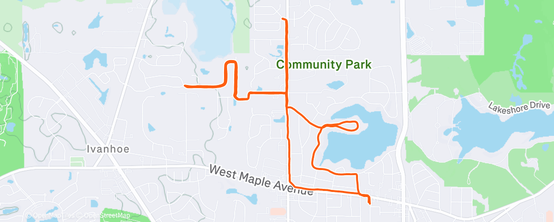 Map of the activity, Tempo 2 x 10 min