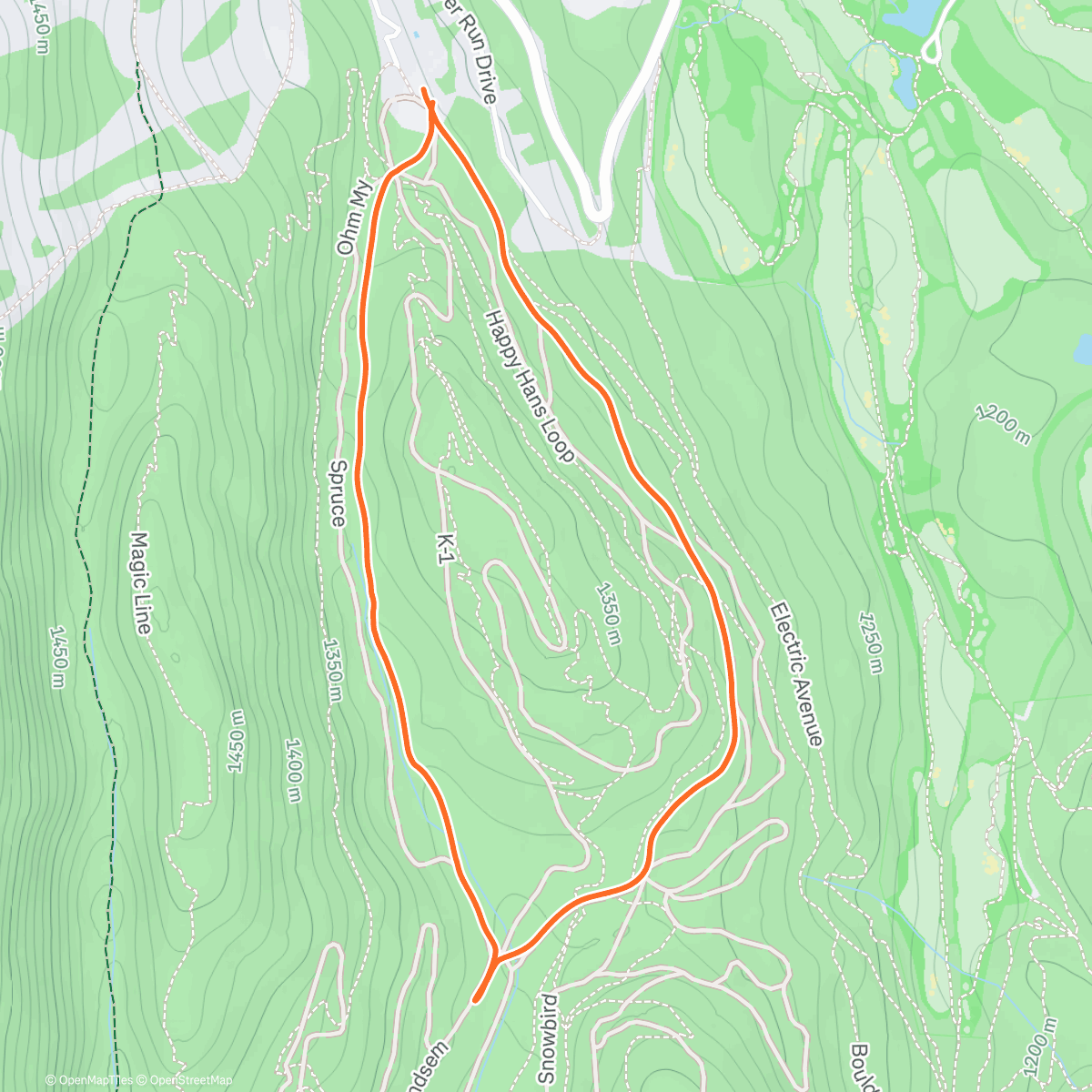 Mapa de la actividad (Sessione di sci fuoripista serale)