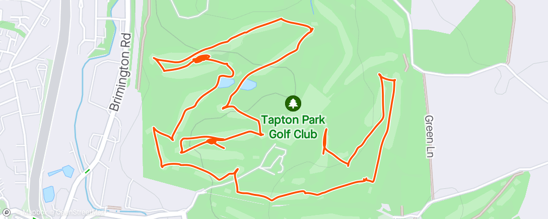 Map of the activity, Tapton golf - 14 holes 1 temp