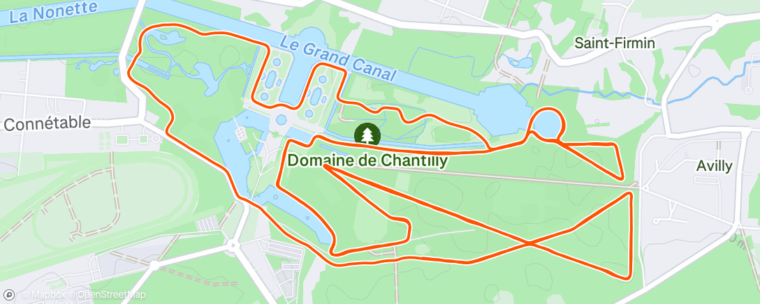 Map of the activity, Course à pied le midi