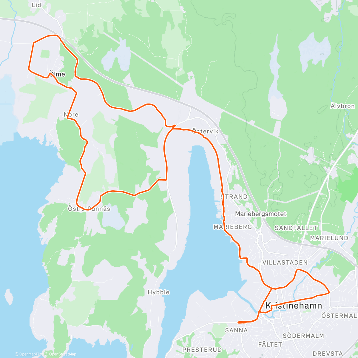 Map of the activity, Fint långpass i solskenet med Omed, Clinton och Rille.