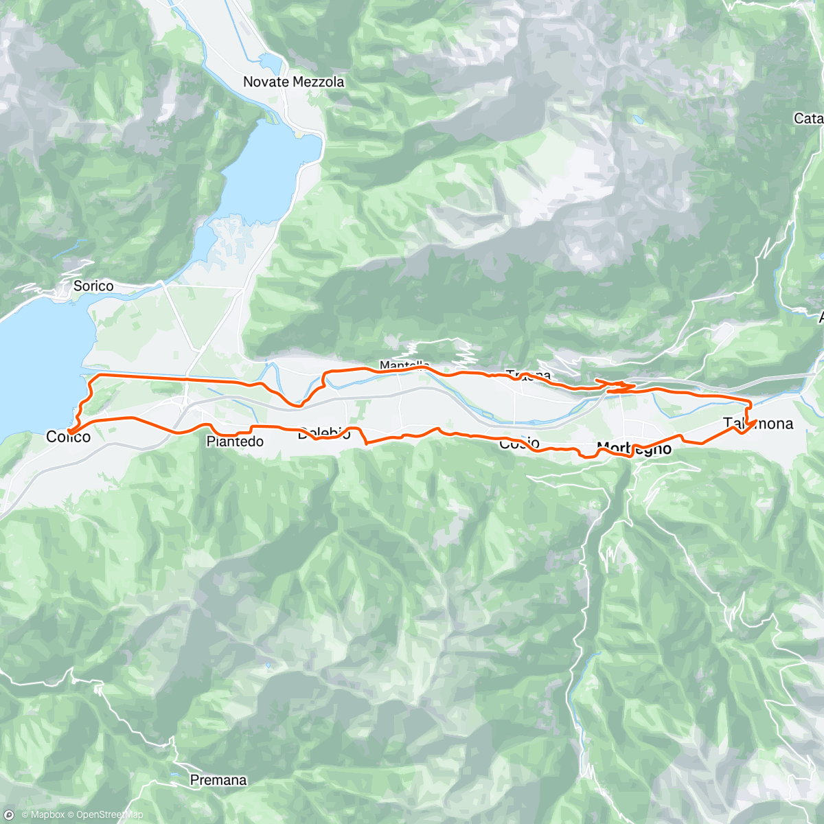 Map of the activity, Ride to Lago Como