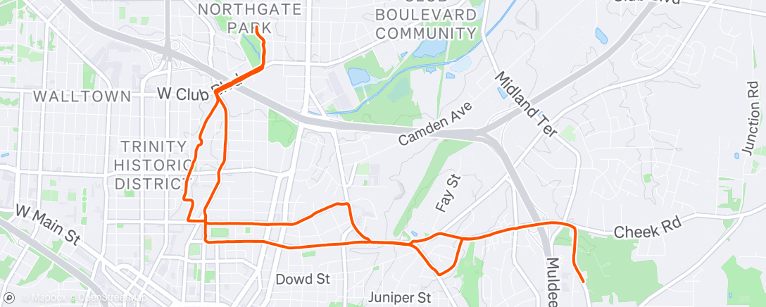 Map of the activity, Evening Run