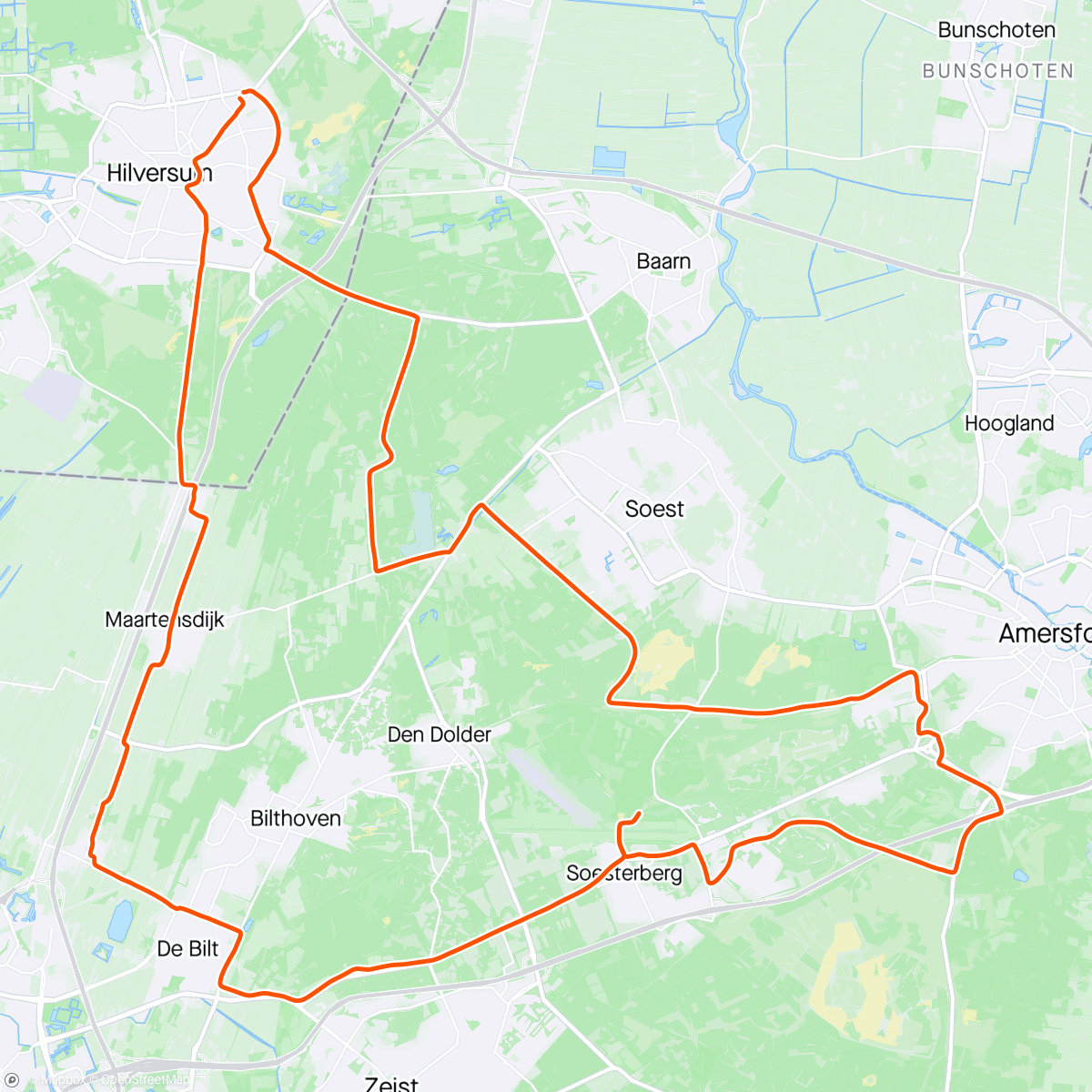 Map of the activity, Rondje Utrechtse Heuvelrug met Max