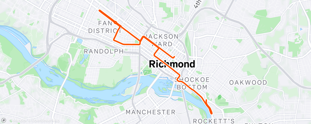 Map of the activity, Zwift - Group Ride: Rocacorba Collective Sunday Social Ride (C) on Libby Hill After Party in Richmond