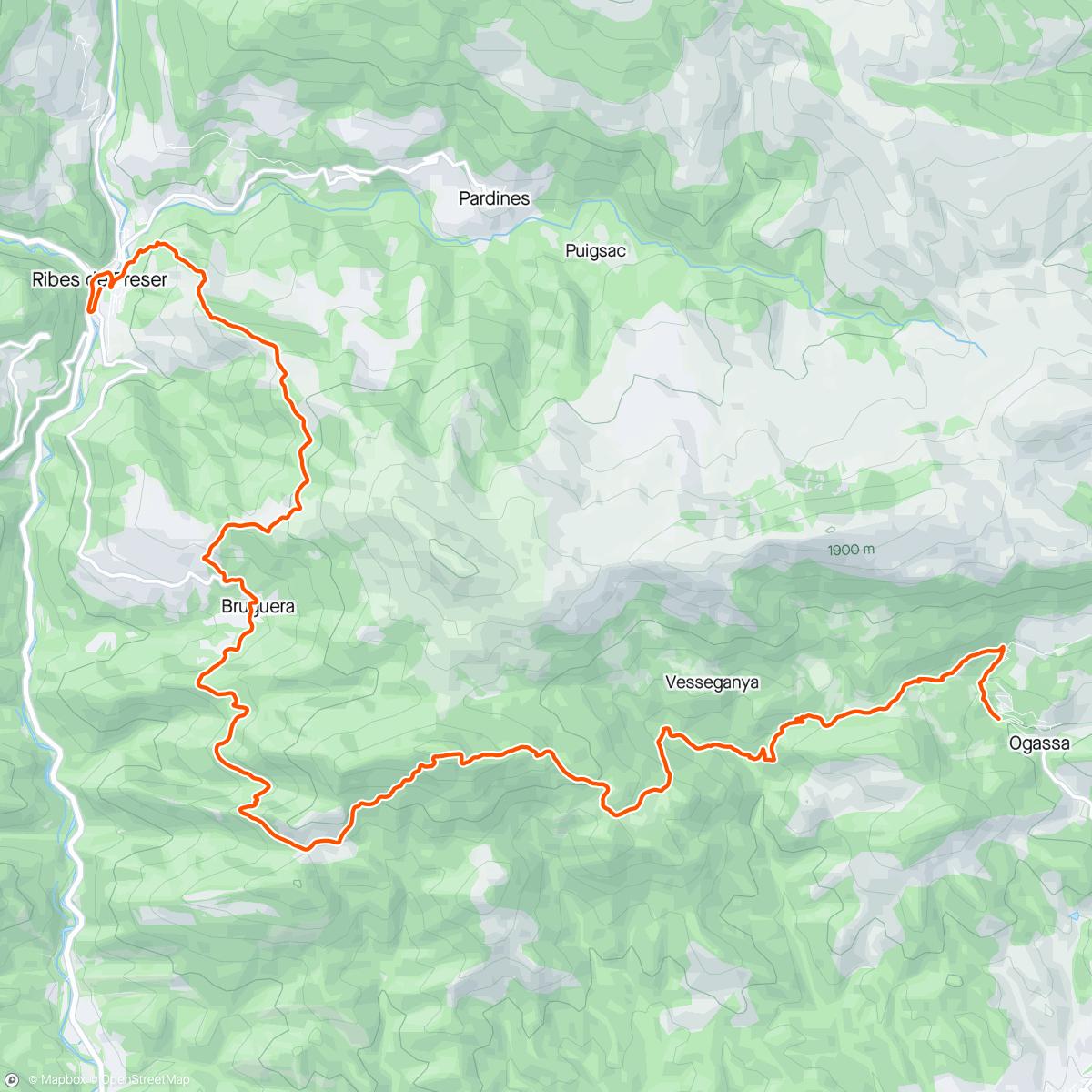 Mapa da atividade, Trail Vall de Ribes