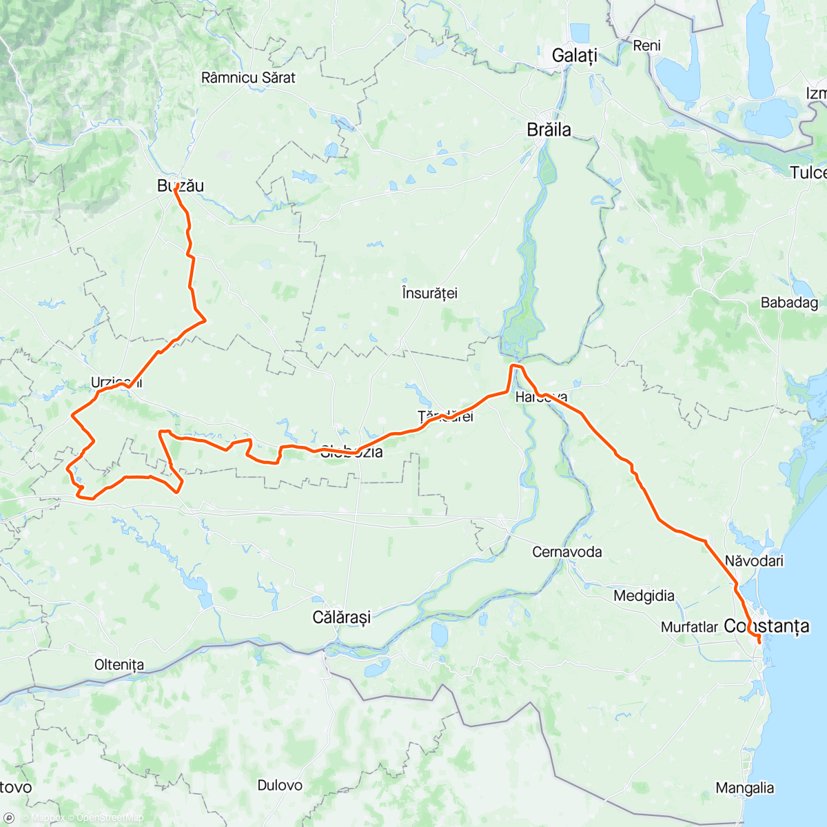 Mapa de la actividad (Ct-Harsova-Tandarei-Fundulea-Urziceni-Buzau)