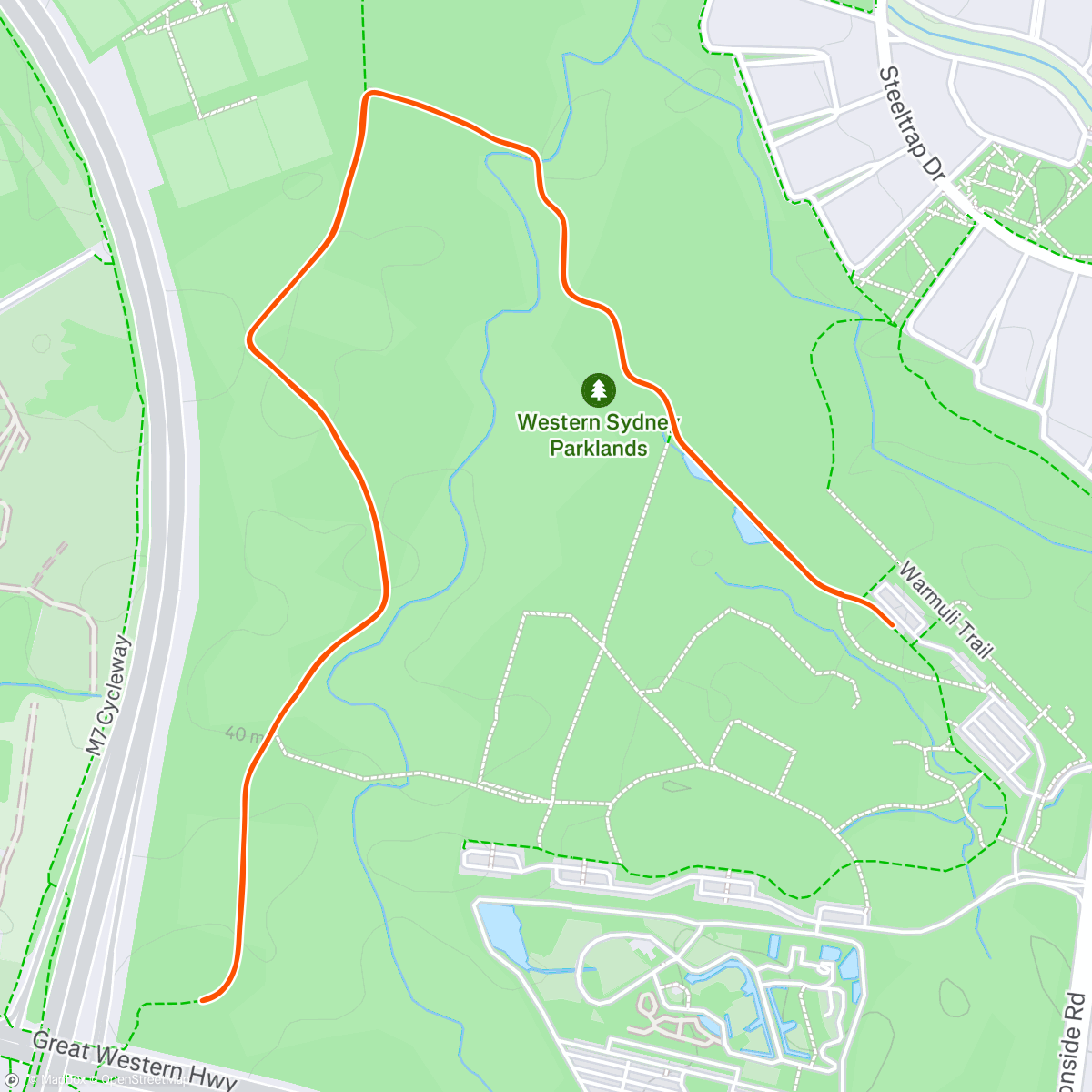 Map of the activity, Rooty Hill parkrun