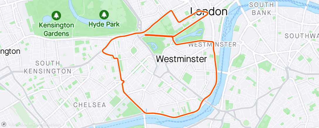 Mapa da atividade, Zwift - Tempo in London