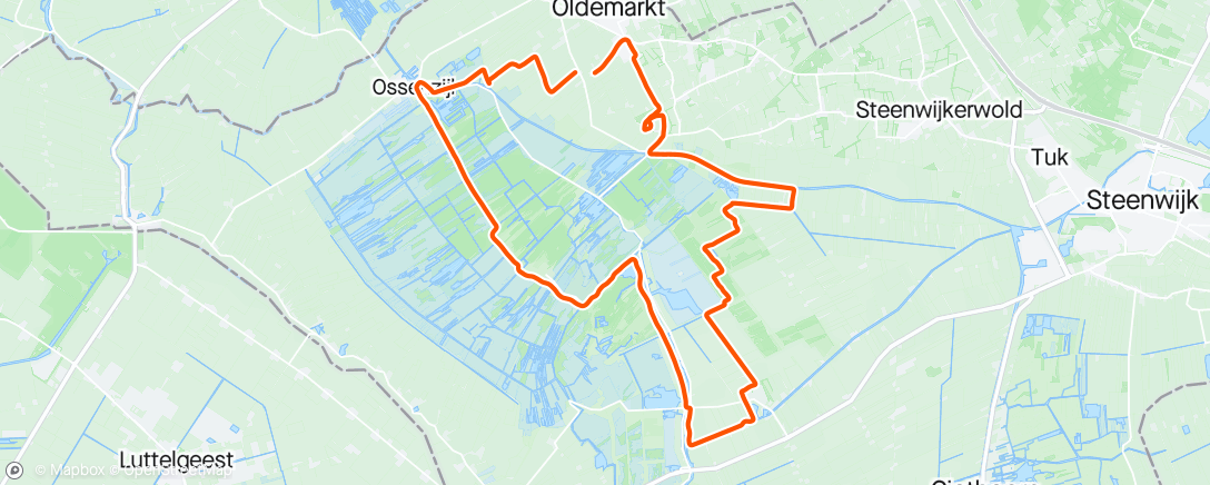Map of the activity, Nachtrit op mountainbike