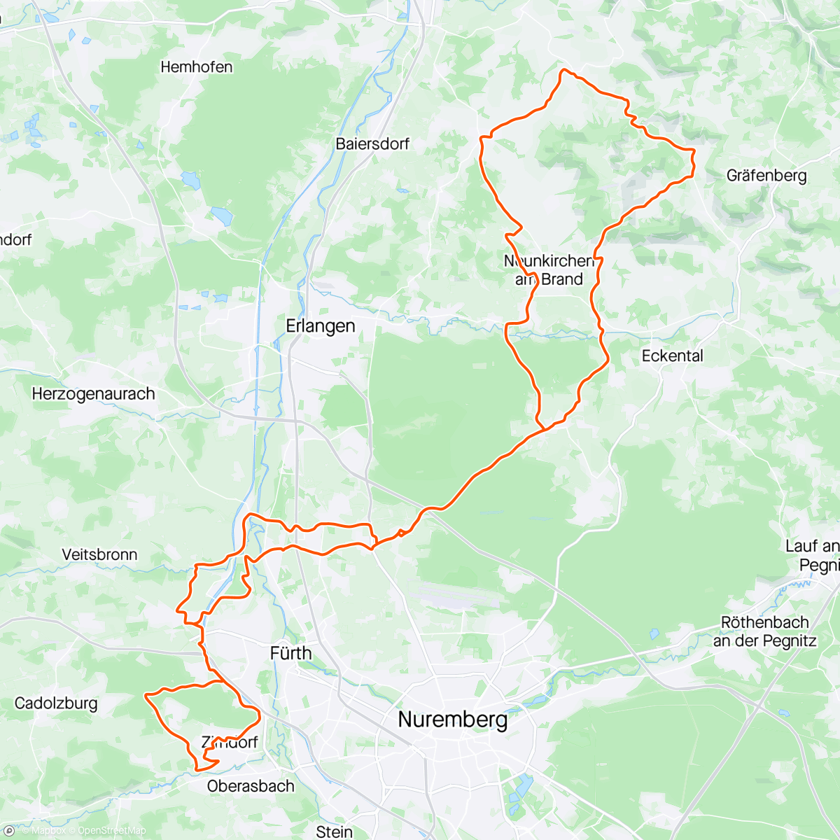 Map of the activity, Fahrt am Morgen Richtung Walberla