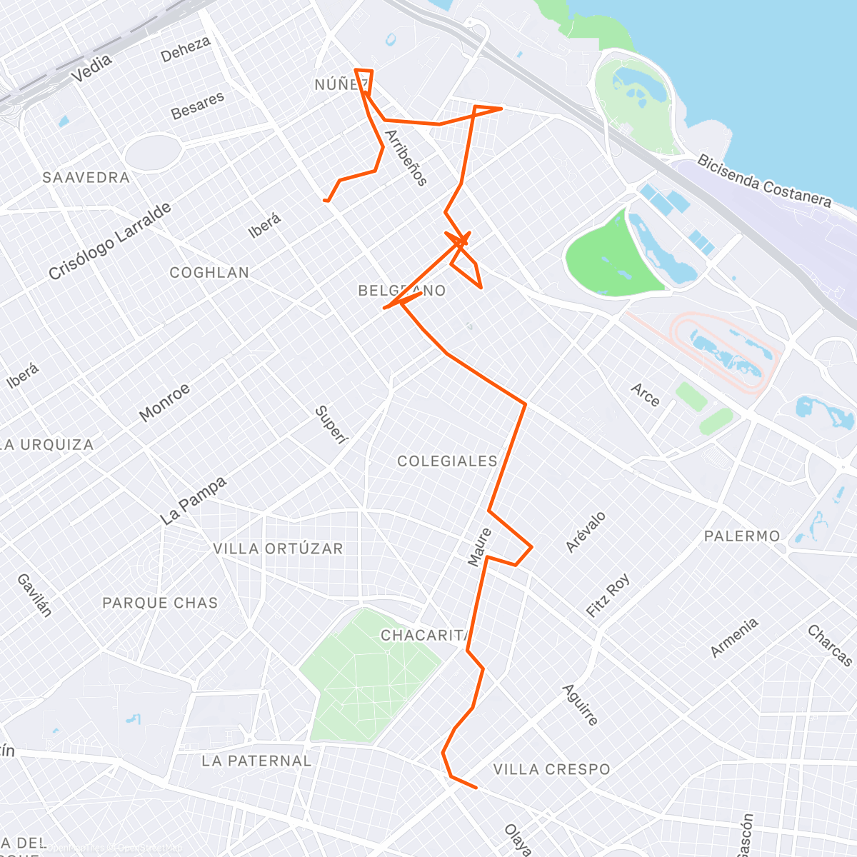 Map of the activity, Paseíto porteño en solitario