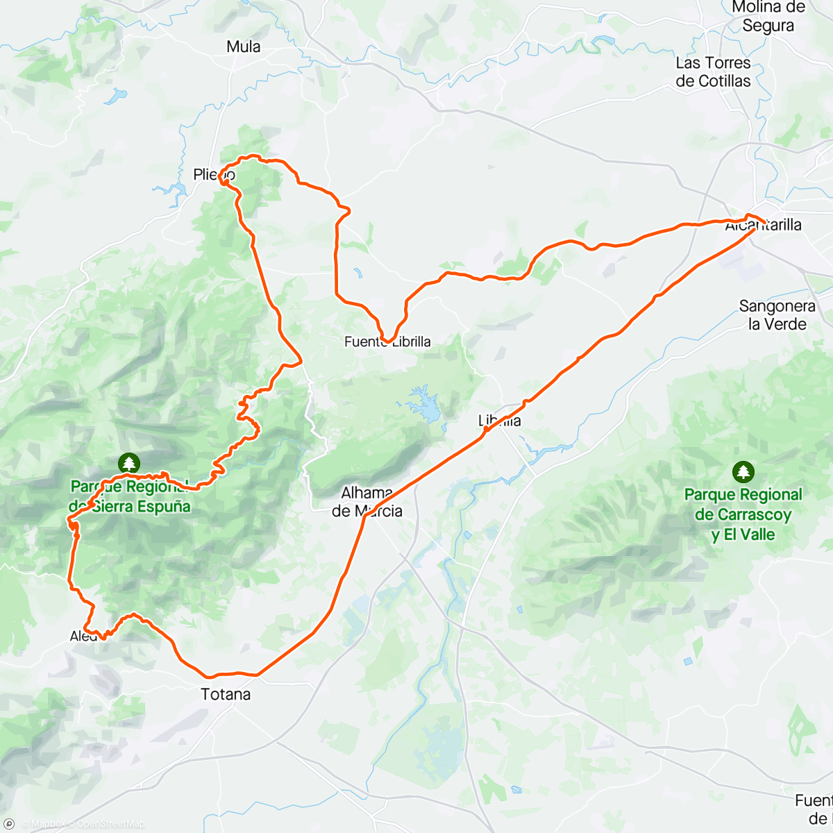 Map of the activity, Collado-El Berro-Pliego-Barqueros
