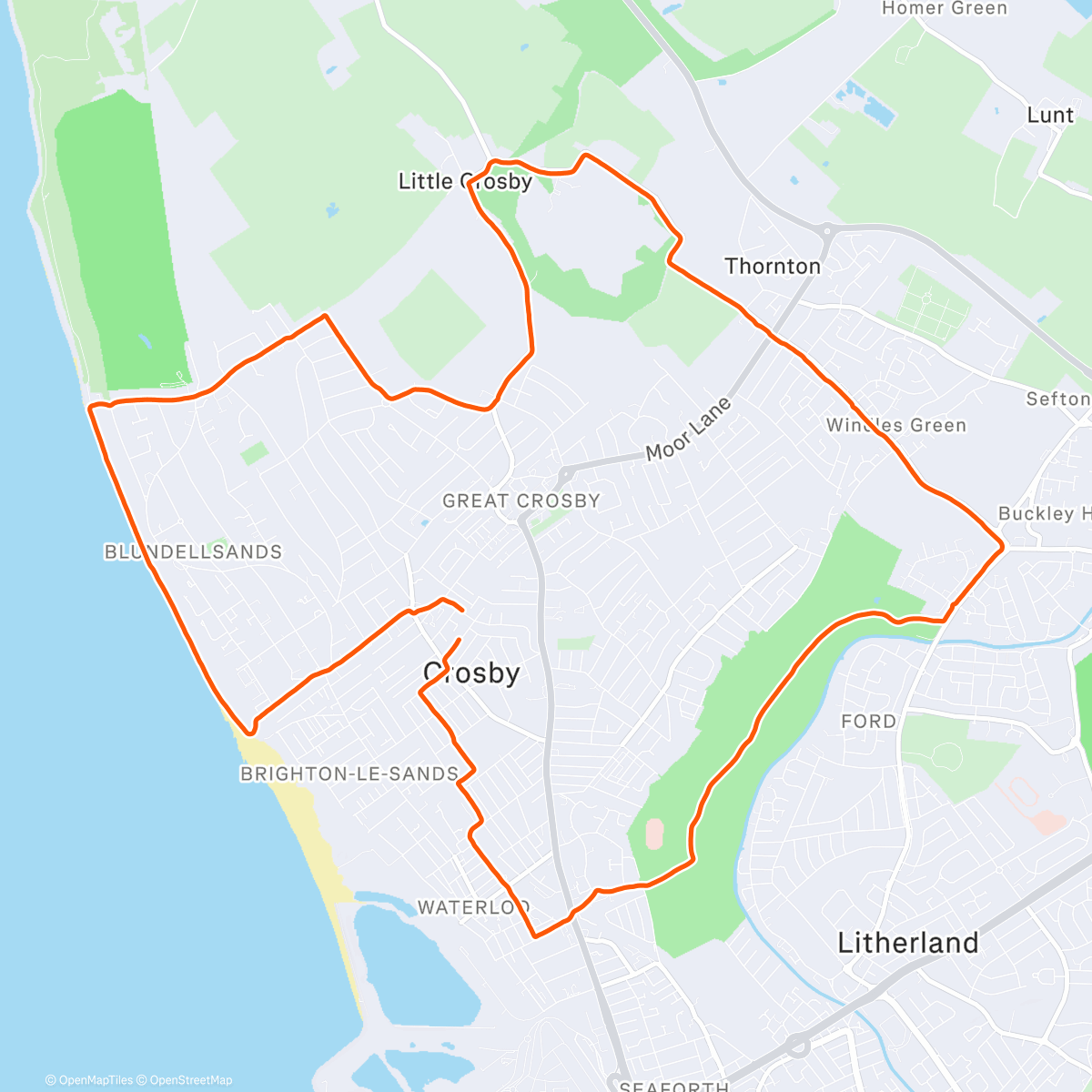 Map of the activity, Sunday 10 miler