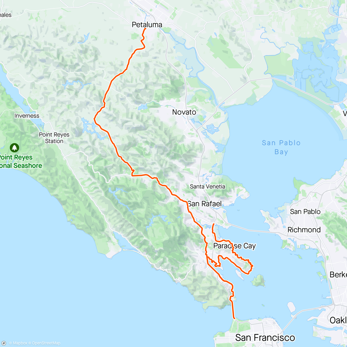 Map of the activity, Yuri’s Ride to Sea Otter Ride