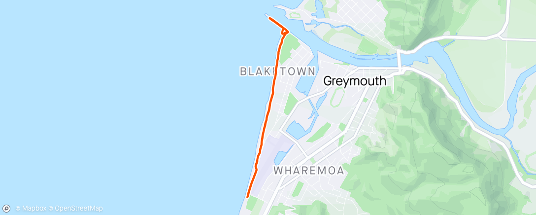 Map of the activity, Senny and I running in Greymouth! 😜