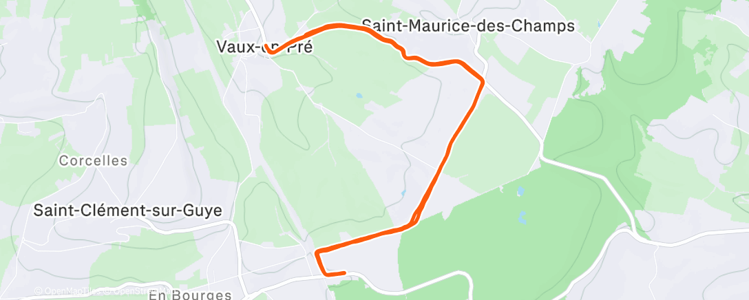 Map of the activity, Course à pied le midi