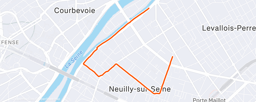Map of the activity, Course à pied le matin