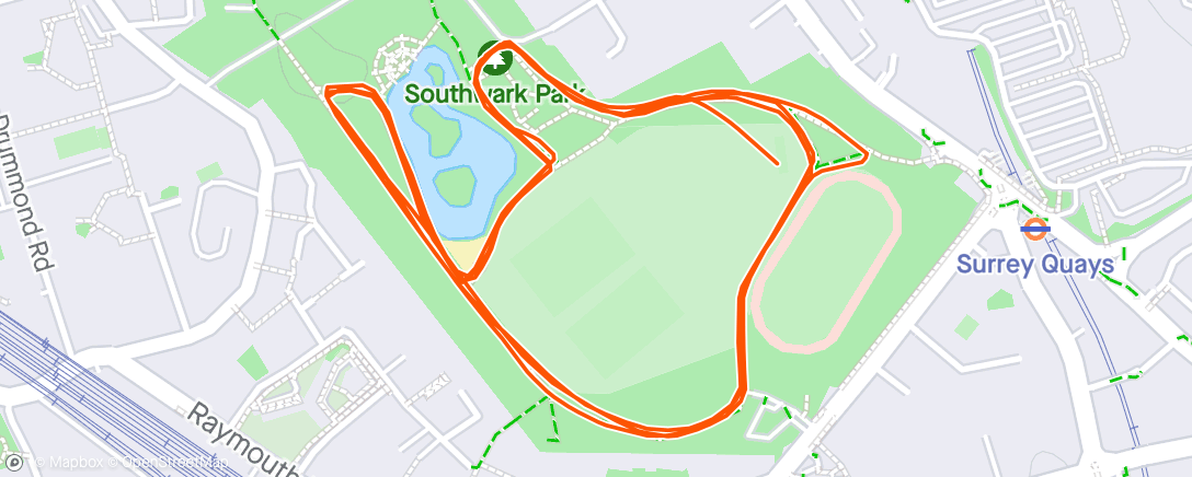 Map of the activity, Parkrun 407 - Southwark