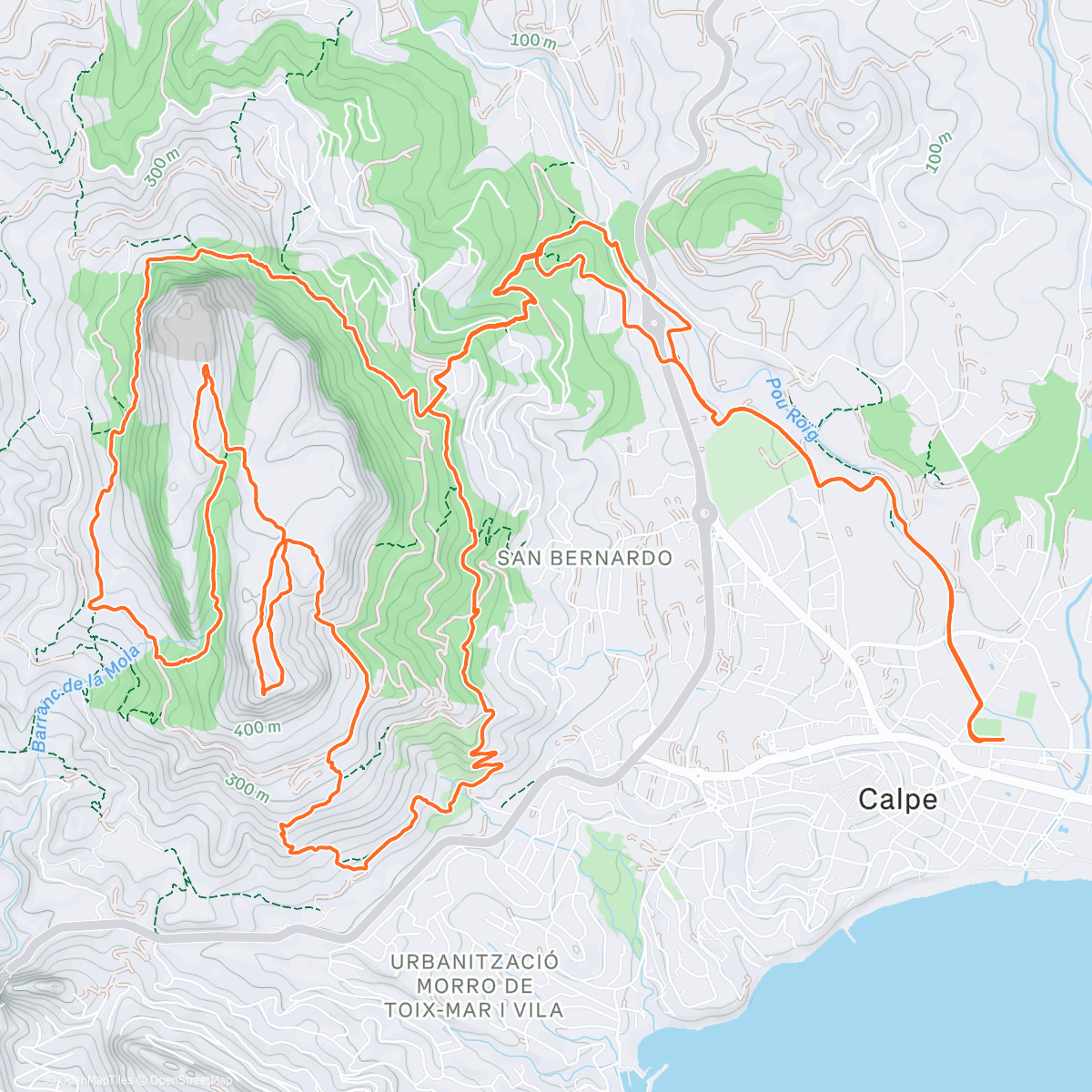 Map of the activity, 21k - XXI Serra D'Olta Calpe