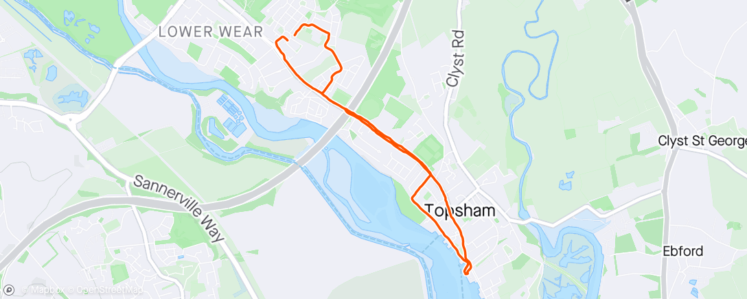 Map of the activity, Afternoon Topsham Plod in the rain