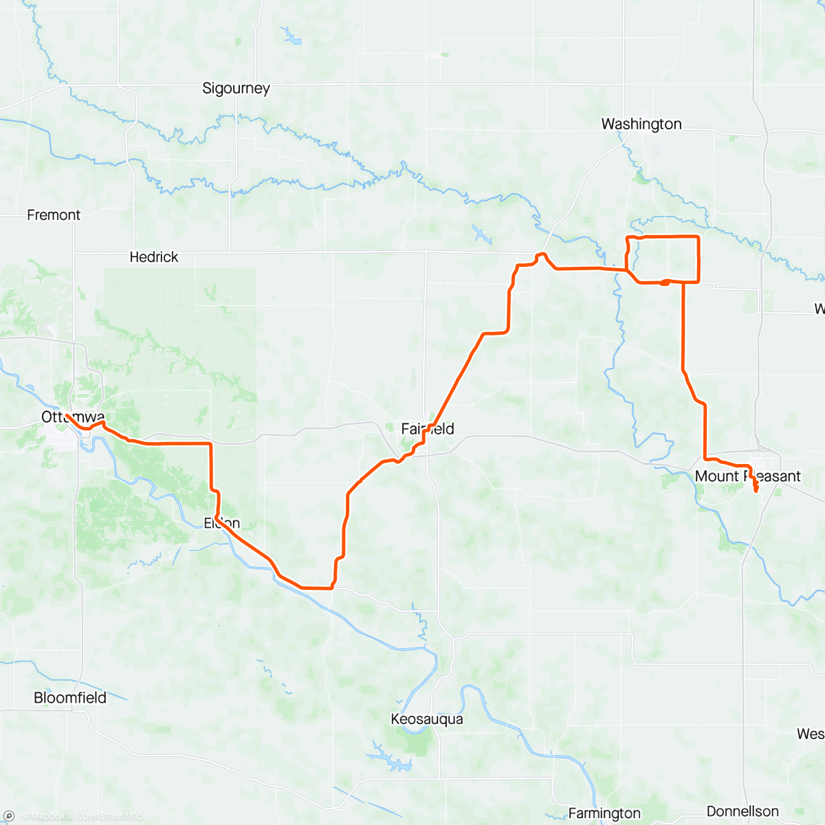Map of the activity, RAGBRAI Day 6 - Century Day!