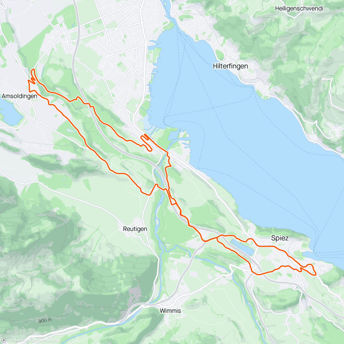 Map of the activity, Spiez - Thun