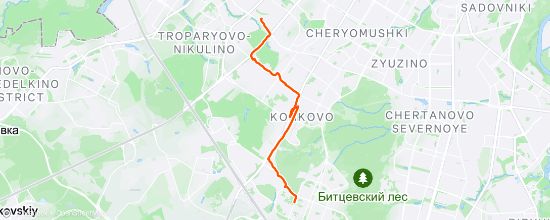 Map of the activity, Дневной забег