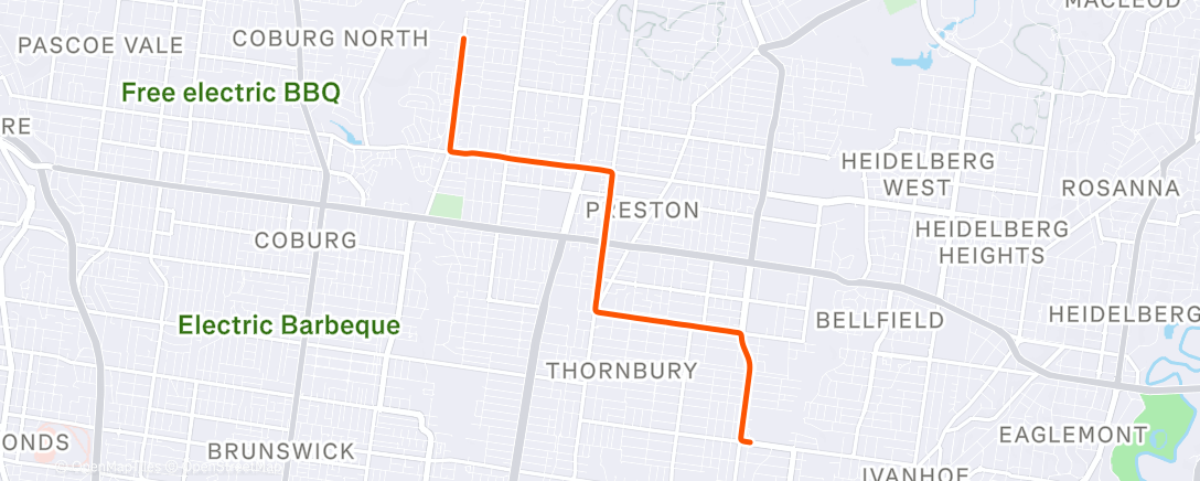 Map of the activity, Evening Ride