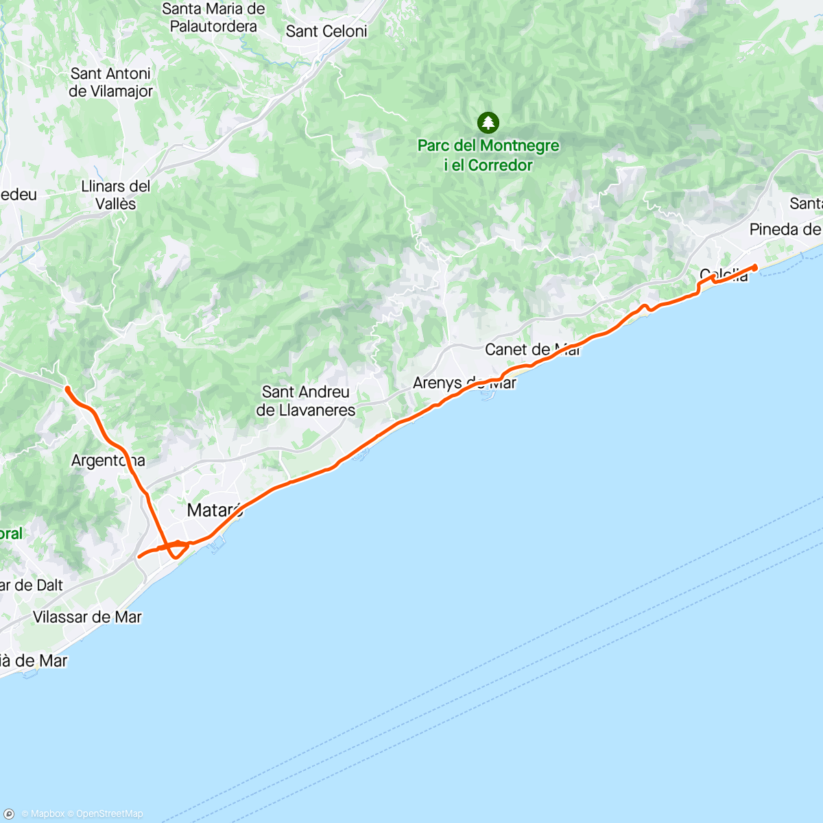 Карта физической активности (ROUVY - Barcelona | Costa del Maresme - Sant Pol de Mar - Argentona)