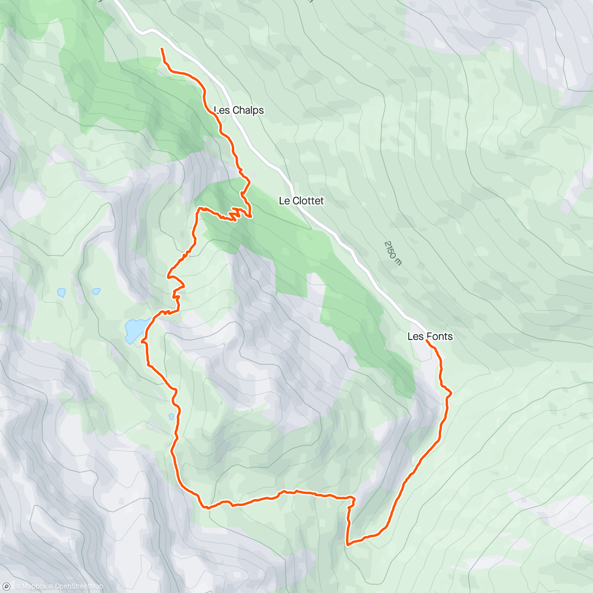 Map of the activity, Vallée des Fonts : Lac des Cordes - Col des Marsailles