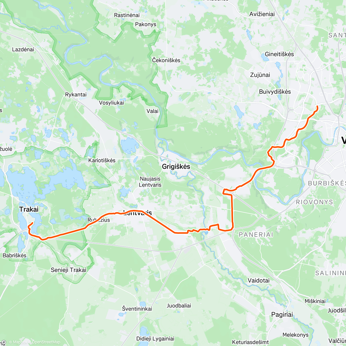 Map of the activity, Evening Ride: Į Brevet 400 startą