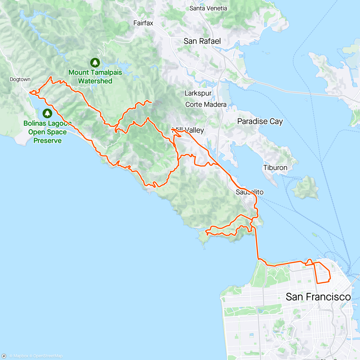 Map of the activity, San Francisco in the cold, rain, fog and wind 🌉