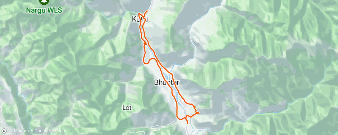 Map of the activity, Morning ride to bhatgran, bajaura bridge-bhootnath bridge loop