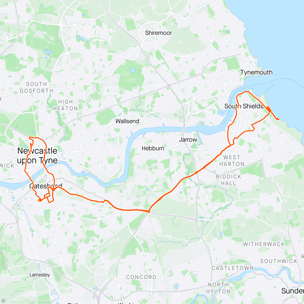 Mapa de la actividad (Best trip of the day! To South Shields and back)