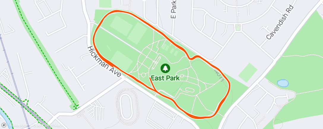 Map of the activity, East park parkrun