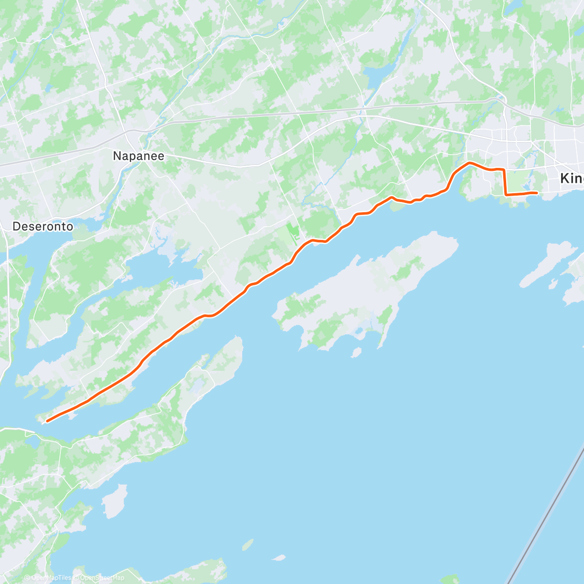 Map of the activity, ROUVY - Kingston to Glenora | Ontario | Canada