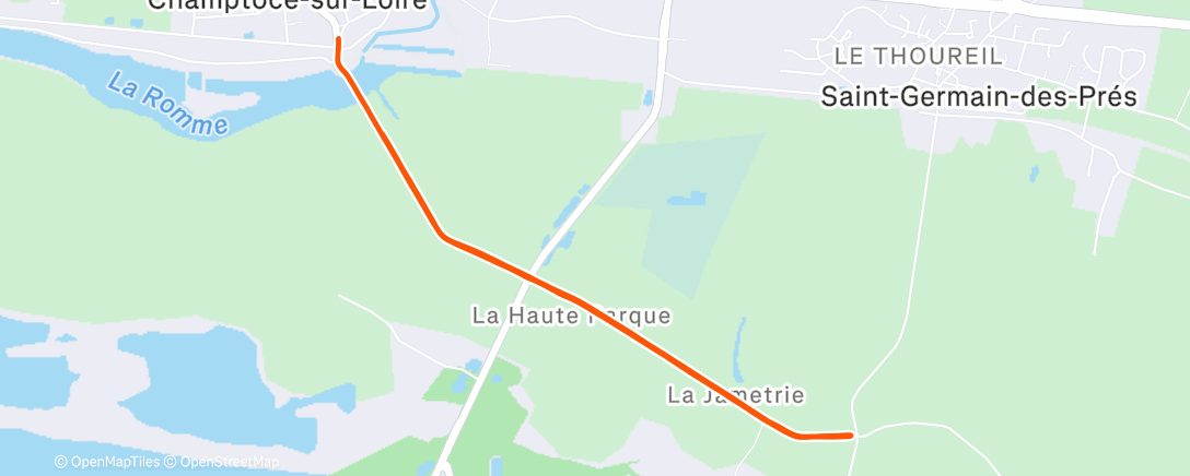 Map of the activity, Course à pied le midi