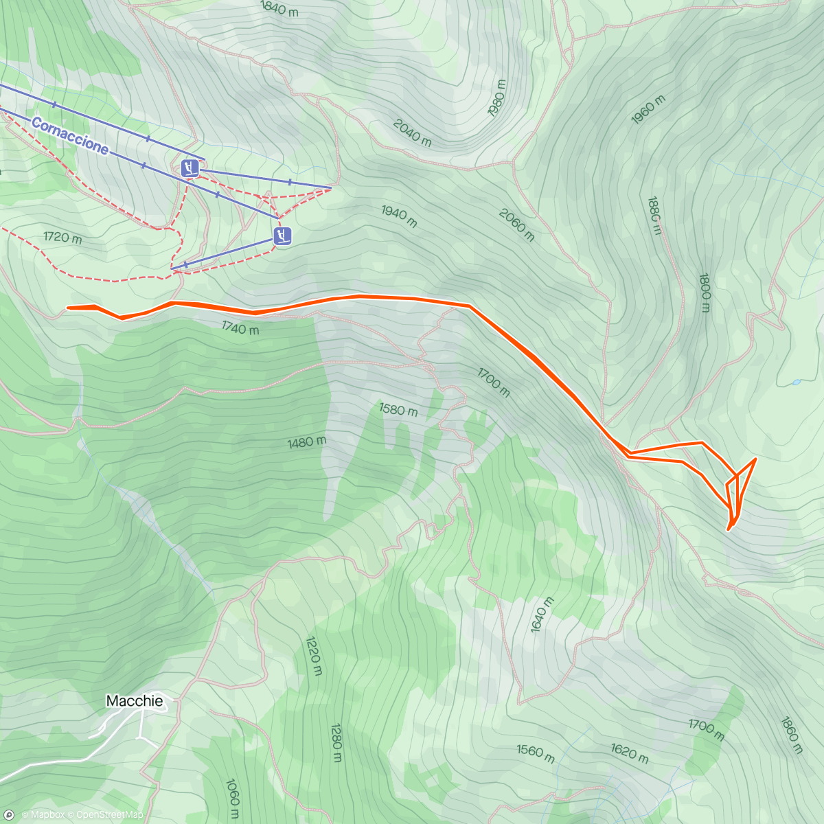 Map of the activity, Skialp Valle orteccia