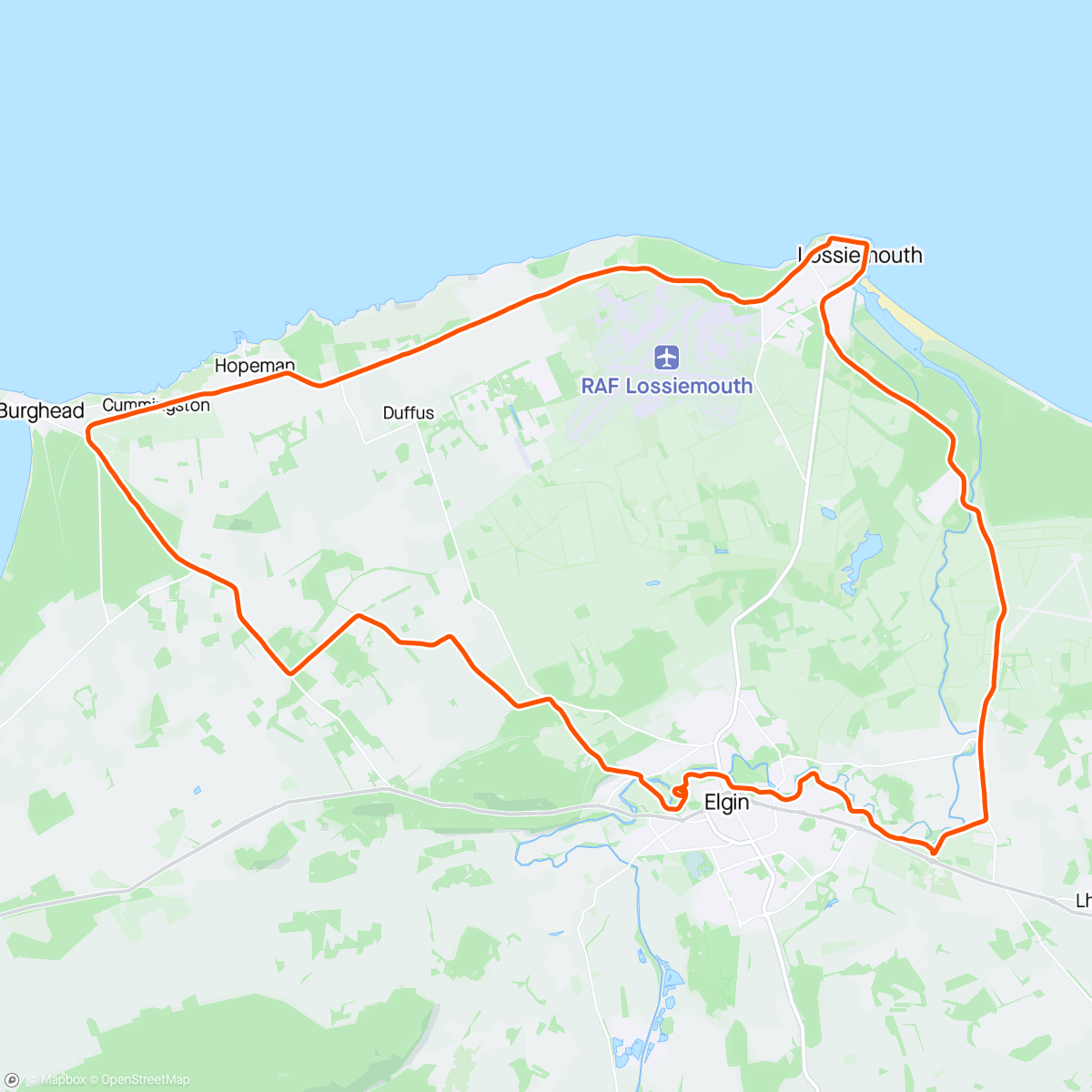 Map of the activity, Moray Marathon - really pleased with that 🤩
