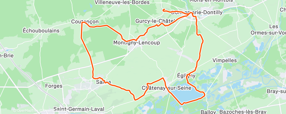 Map of the activity, Sortie VTT le matin
