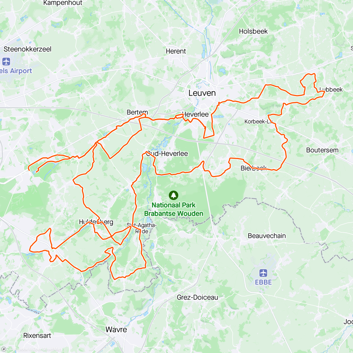 Map of the activity, Brabanste Pijl cyclo sportive 2024 + 19k each way commute.