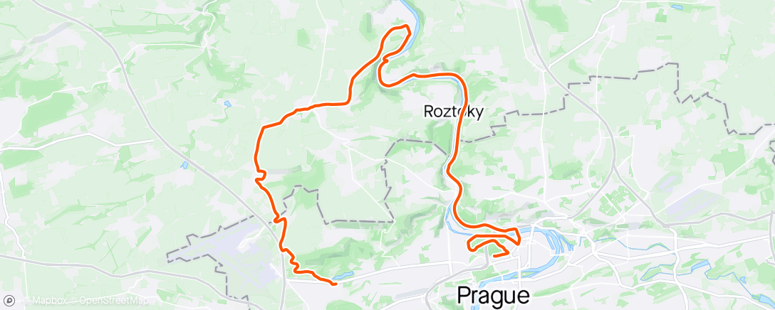 Map of the activity, #dpnkzpet  Přes most v Řež a dom🚵🌞😎